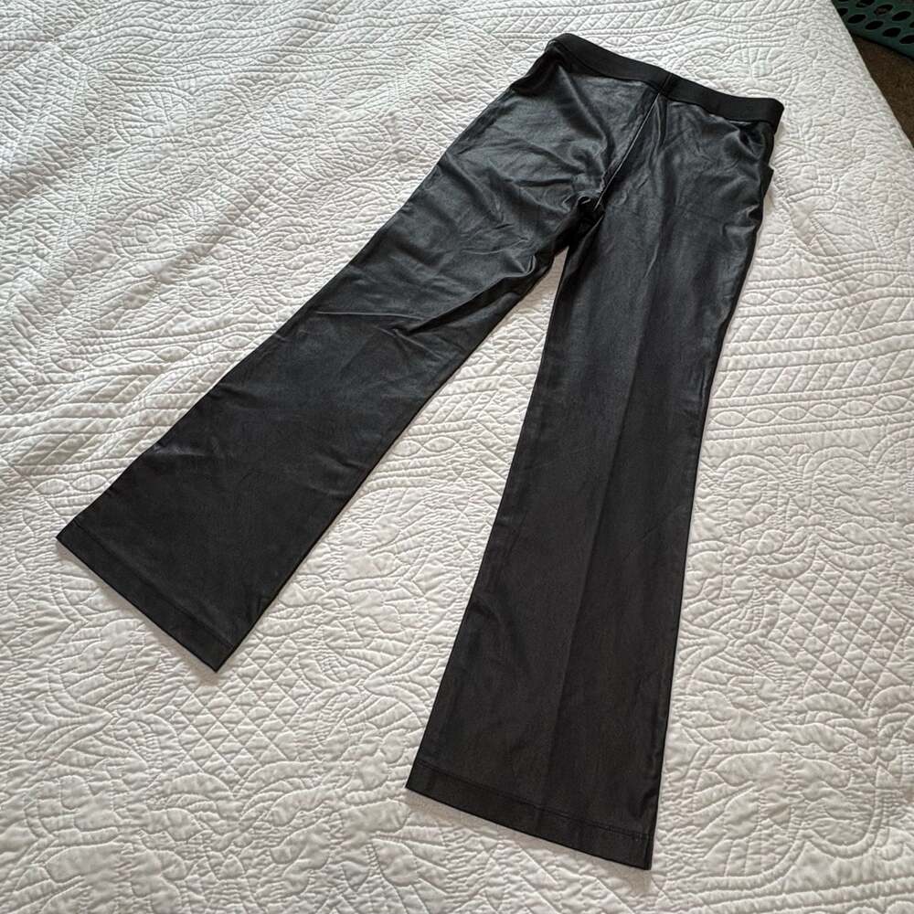 BCBGMAXAZRIA Tate Faux Leather Wide Leg Pants Black C32JL - Picture 3 of 10